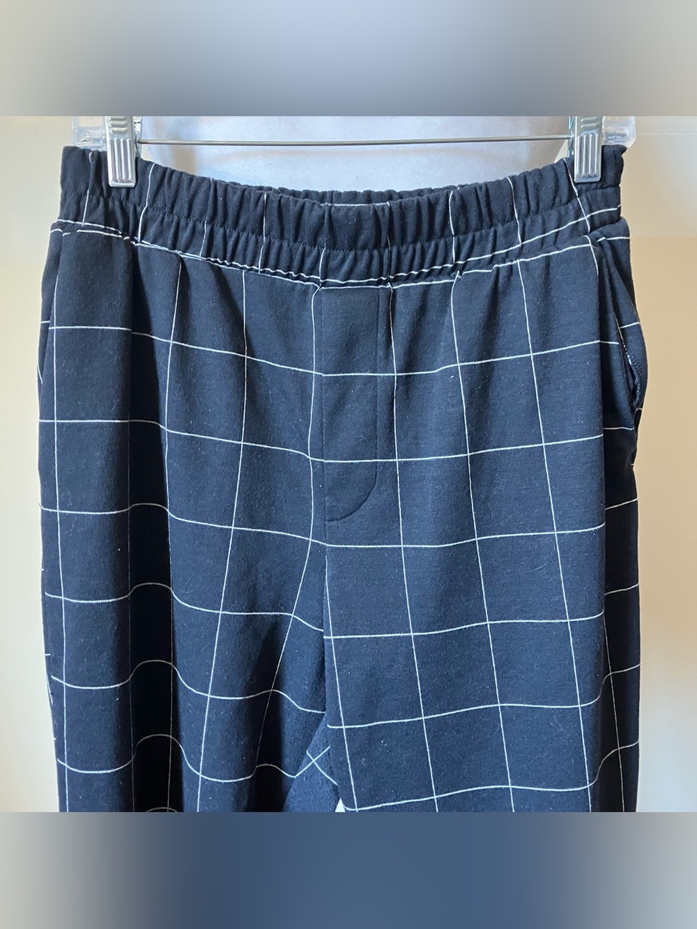 A New Day Windowpane Plaid Pull-On Ankle Black White Trousers size Medium - Picture 5 of 6